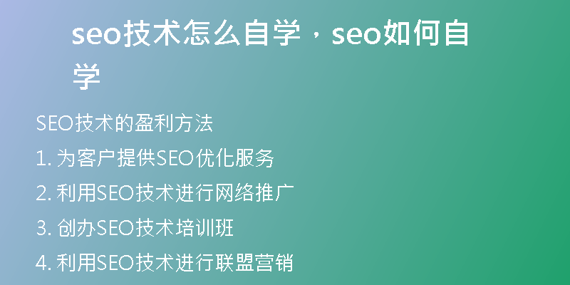seo技术怎么自学，seo如何自学