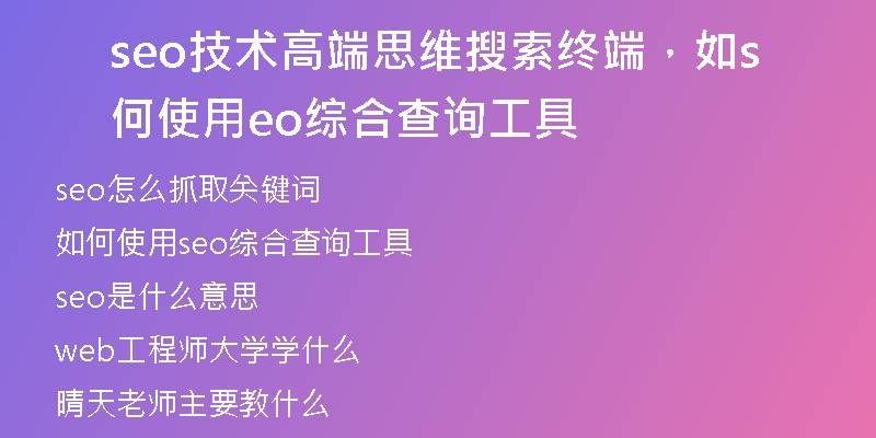 seo技术高端思维搜索终端，如何使用seo综合查询工具