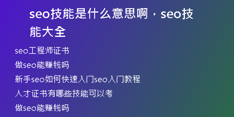 seo技能是什么意思啊，seo技能大全