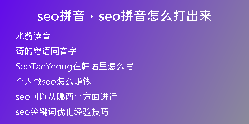 seo拼音，seo拼音怎么打出来
