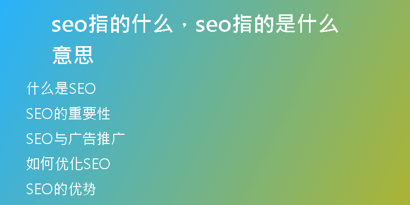 seo指的什么，seo指的是什么意思