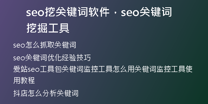 seo挖关键词软件，seo关键词挖掘工具