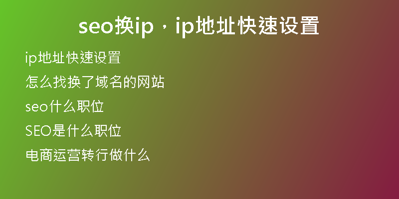 seo换ip，ip地址快速设置