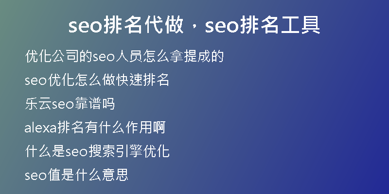 seo排名代做，seo排名工具