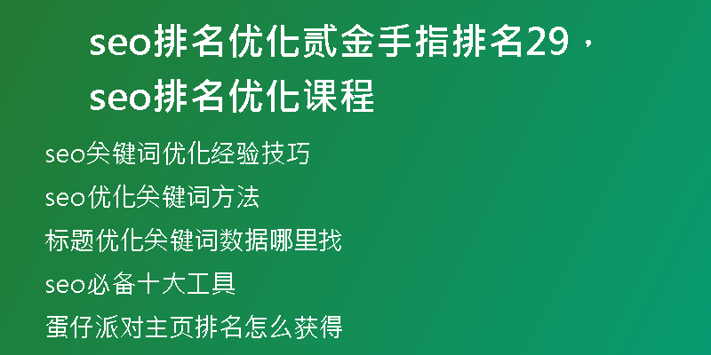 seo排名优化贰金手指排名29，seo排名优化课程