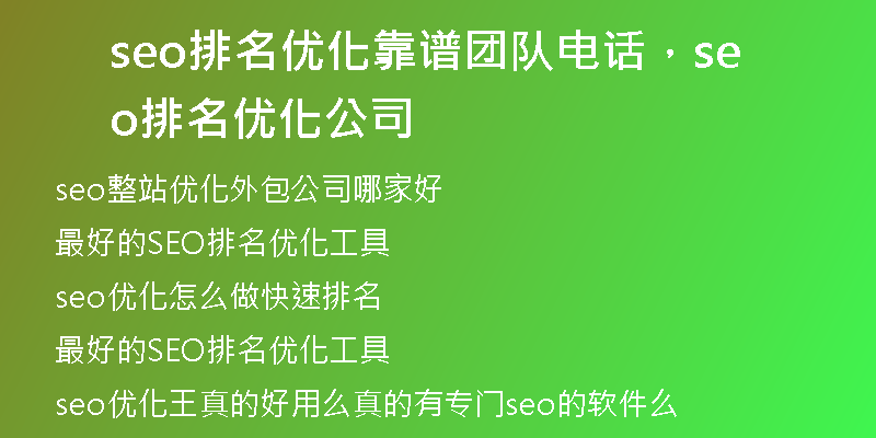 seo排名优化靠谱团队电话，seo排名优化公司