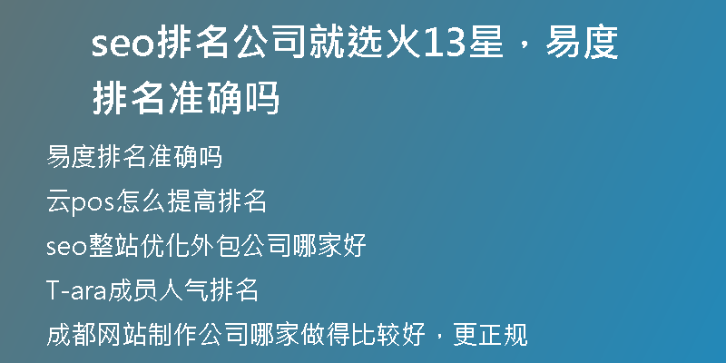 seo排名公司就选火13星，易度排名准确吗