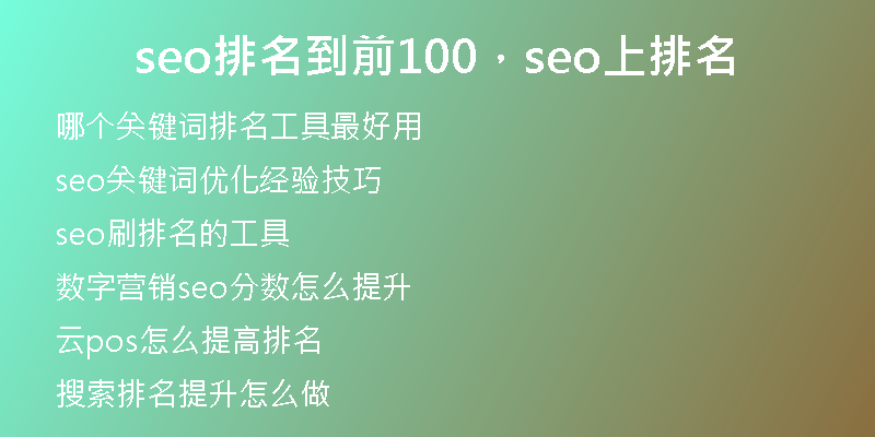 seo排名到前100，seo上排名