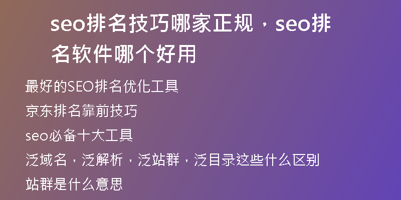 seo排名技巧哪家正规，seo排名软件哪个好用