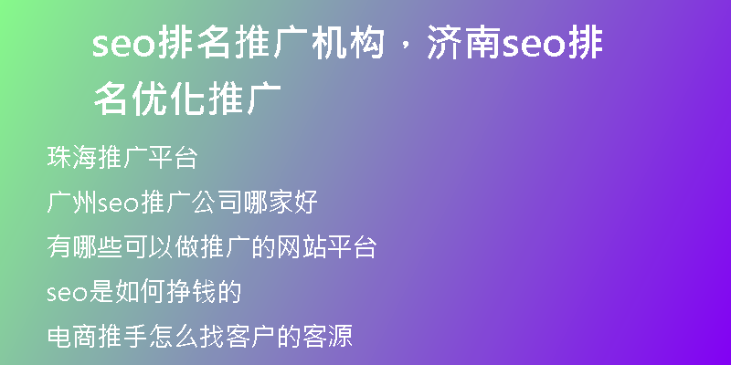 seo排名推广机构，济南seo排名优化推广