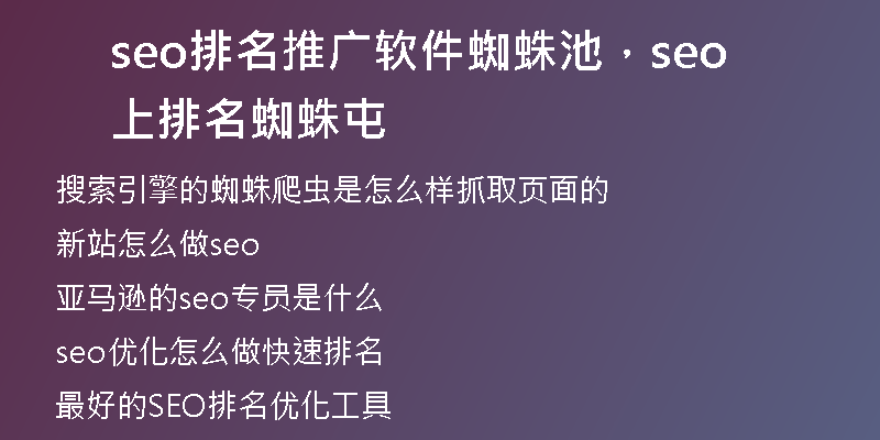 seo排名推广软件蜘蛛池，seo上排名蜘蛛屯