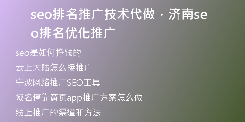 seo排名推广技术代做，济南seo排名优化推广