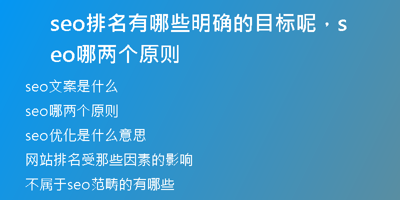 seo排名有哪些明确的目标呢，seo哪两个原则