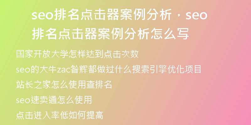 seo排名点击器案例分析，seo排名点击器案例分析怎么写