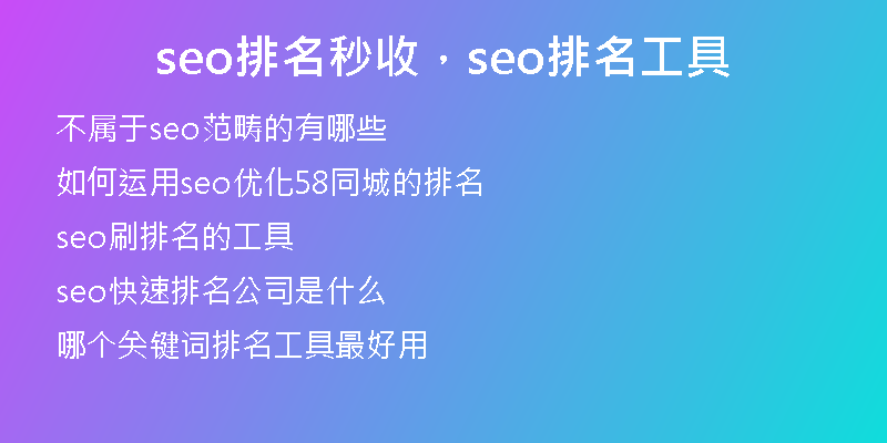 seo排名秒收，seo排名工具