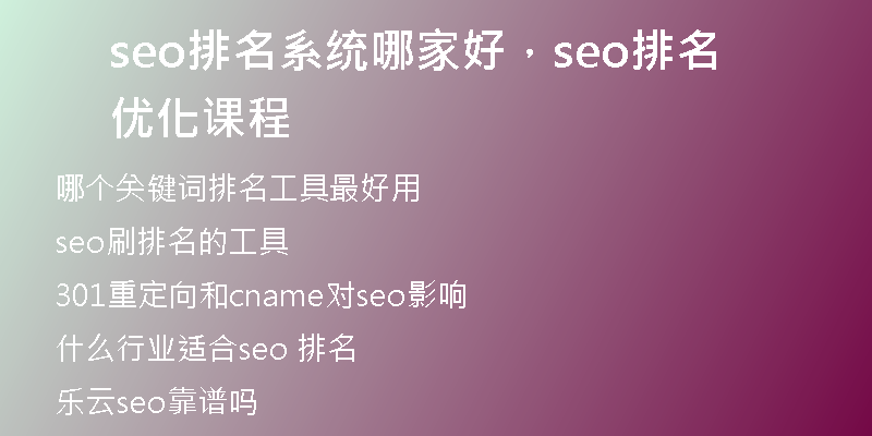 seo排名系统哪家好，seo排名优化课程