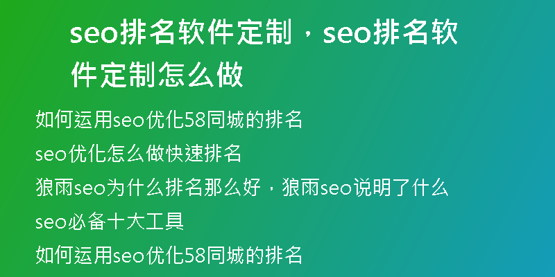 seo排名软件定制,seo排名软件定制怎么做
