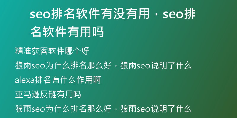 seo排名软件有没有用，seo排名软件有用吗