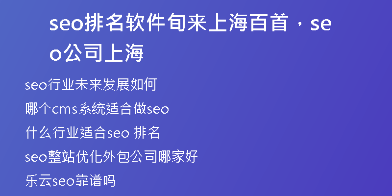seo排名软件旬来上海百首,seo公司 上海