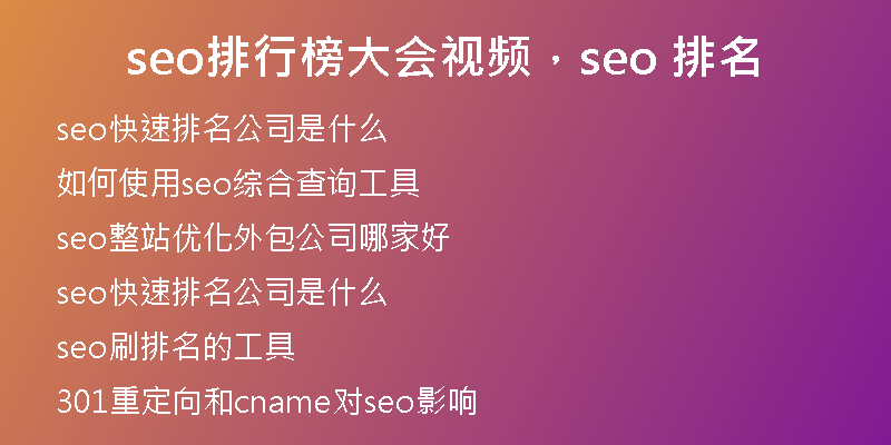 seo排行榜大会视频，seo 排名