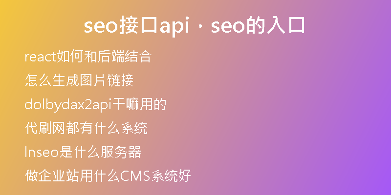 seo接口api，seo的入口