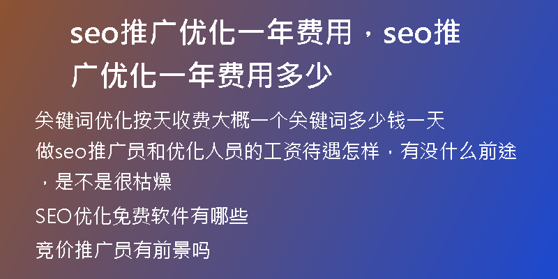 seo推广优化一年费用，seo推广优化一年费用多少