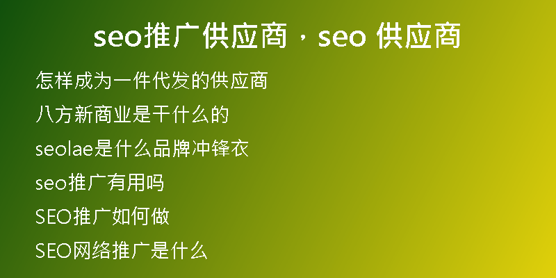 seo推广供应商，seo 供应商