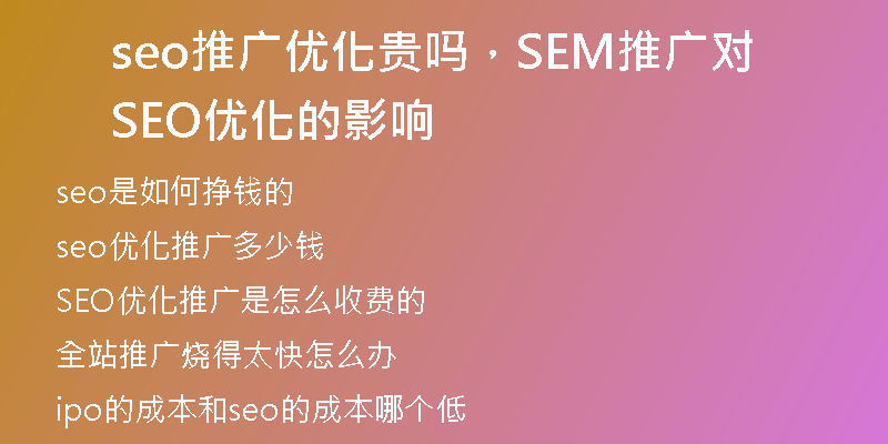 seo推广优化贵吗，SEM推广对SEO优化的影响