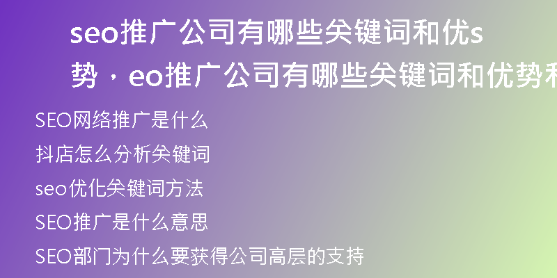 seo推广公司有哪些关键词和优势，seo推广公司有哪些关键词和优势和劣势