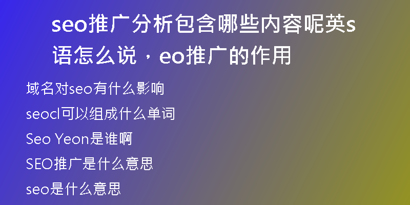 seo推广分析包含哪些内容呢英语怎么说，seo推广的作用