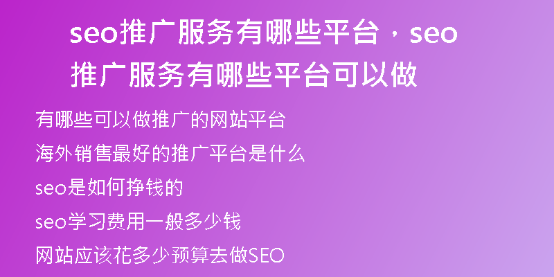 seo推广服务有哪些平台，seo推广服务有哪些平台可以做