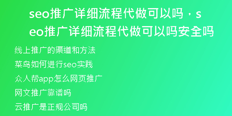 seo推广详细流程代做可以吗，seo推广详细流程代做可以吗安全吗