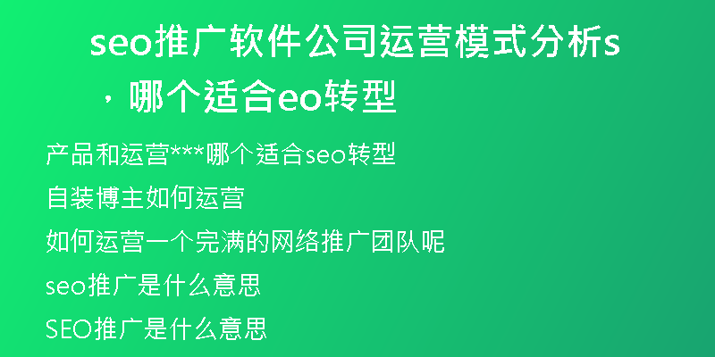 seo推广软件公司运营模式分析，哪个适合seo转型