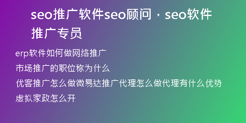 seo推广软件seo顾问，seo软件推广专员