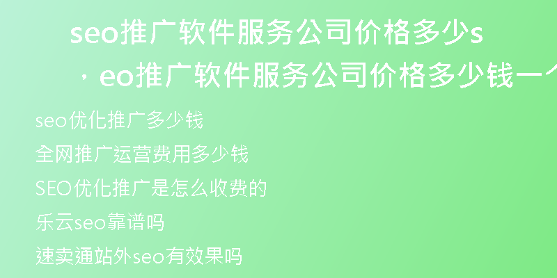 seo推广软件服务公司价格多少，seo推广软件服务公司价格多少钱一个月