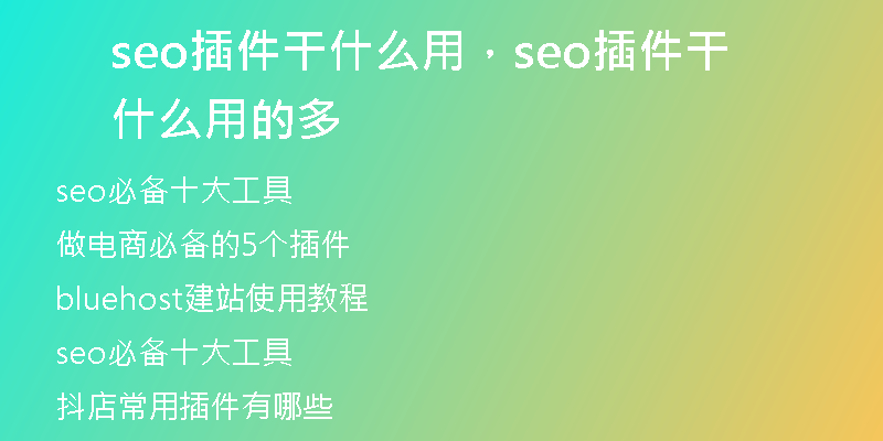 seo插件干什么用，seo插件干什么用的多