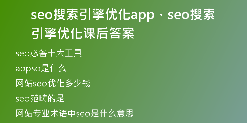 seo搜索引擎优化app，seo搜索引擎优化课后答案