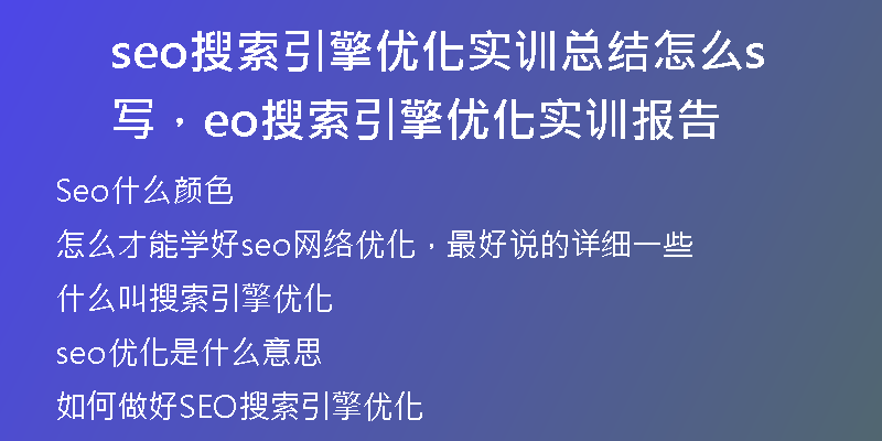seo搜索引擎优化实训总结怎么写，seo搜索引擎优化实训报告