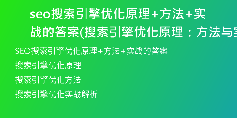 seo搜索引擎优化原理+方法+实战的答案(搜索引擎优化原理：方法与实战解析)
