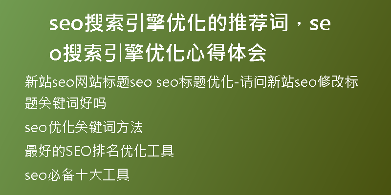 seo搜索引擎优化的推荐词，seo搜索引擎优化心得体会
