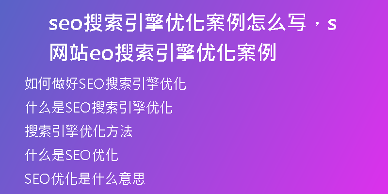 seo搜索引擎优化案例怎么写，网站seo搜索引擎优化案例