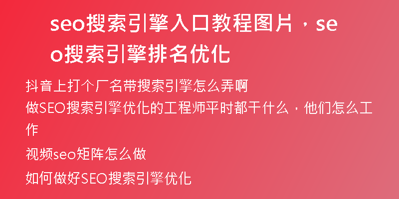 seo搜索引擎入口教程图片，seo搜索引擎排名优化