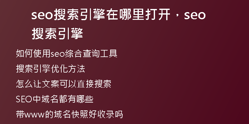 seo搜索引擎在哪里打开，seo 搜索引擎