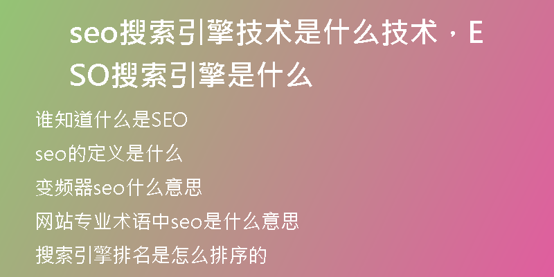 seo搜索引擎技术是什么技术，SEO搜索引擎是什么