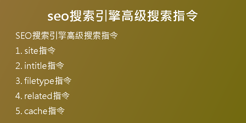 seo搜索引擎高级搜索指令