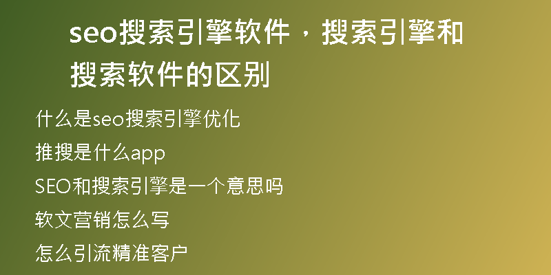 seo搜索引擎软件，搜索引擎和搜索软件的区别