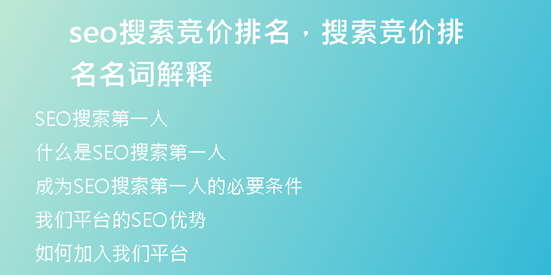 seo搜索竞价排名，搜索竞价排名名词解释