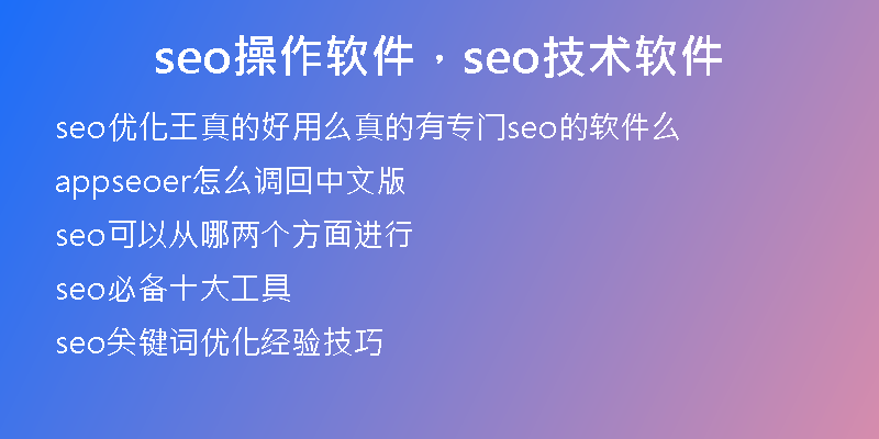 seo操作软件，seo技术软件