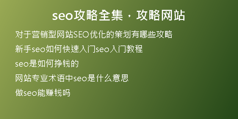 seo攻略全集，攻略网站