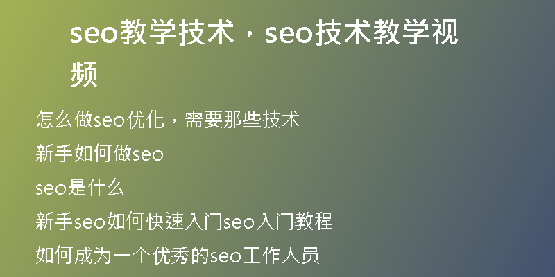 seo教学技术，seo技术教学视频